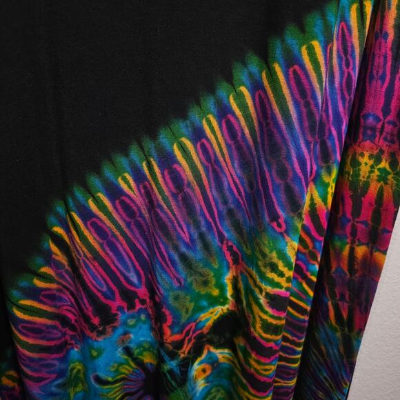 The Collection Royal Black Stretchy Jewel Tone Tie Die Short Sleeve Maxi  Large - Picture 2 of 11